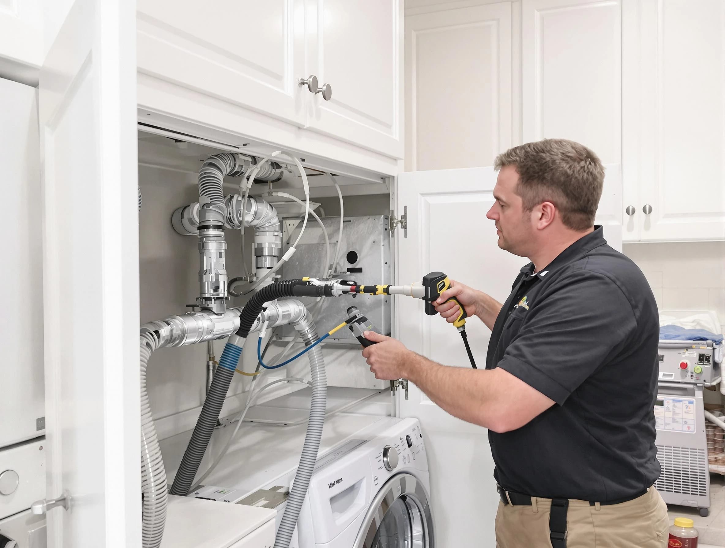 Everett Dryer Vent Cleaning professional removing severe blockage from a clogged dryer vent in Everett