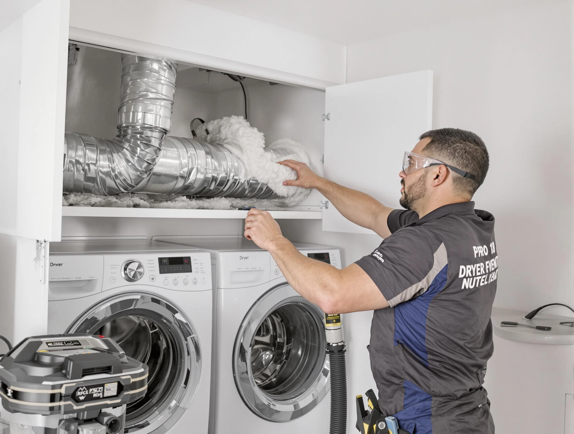 Everett Dryer Vent Cleaning certified technician performing specialized gas dryer vent cleaning in Everett